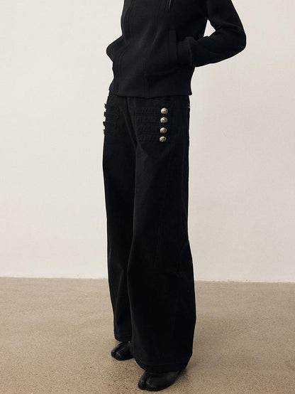 DIDDI MODA Napoleon Metal Button Wide Leg Women&