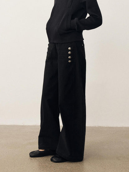DIDDI MODA Napoleon Metal Button Wide Leg Women&