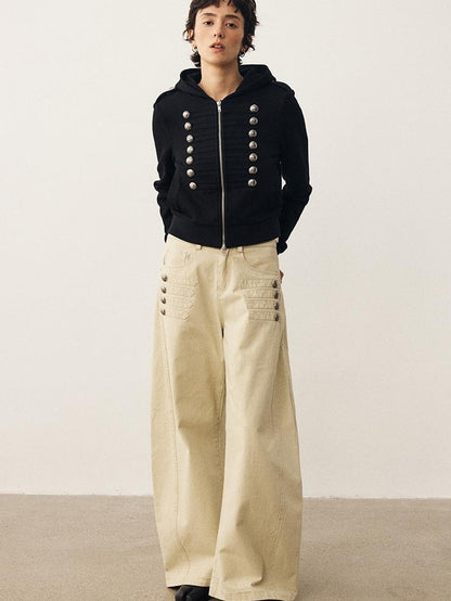 DIDDI MODA Napoleon Metal Button Wide Leg Women&