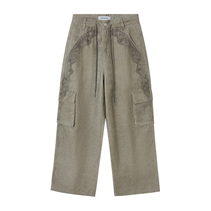 DIDDI_MODA_Oak_Brown_Lace_Print_Distressed_Cargo_Women&