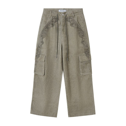 DIDDI_MODA_Oak_Brown_Lace_Print_Distressed_Cargo_Women&