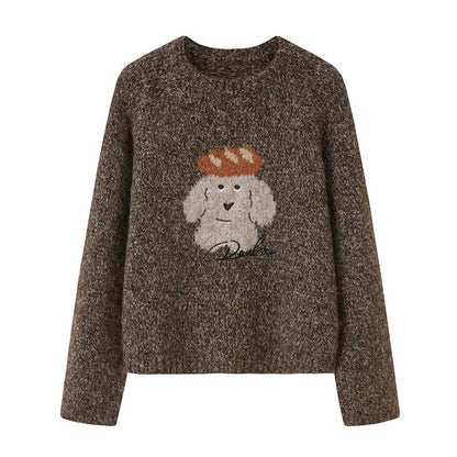 DIDDI_MODA_Oatmeal_Puppy_Motif_Roundneck_Oversized_Women&