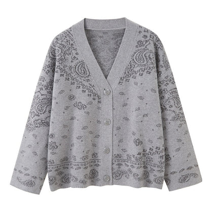 DIDDI_MODA_Oatmeal_V-neck_Puppy_Motif_Loose_Fit_Princess_Women&