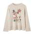 DIDDI_MODA_Oatmeal_V-neck_Puppy_Motif_Loose_Fit_Princess_Women&