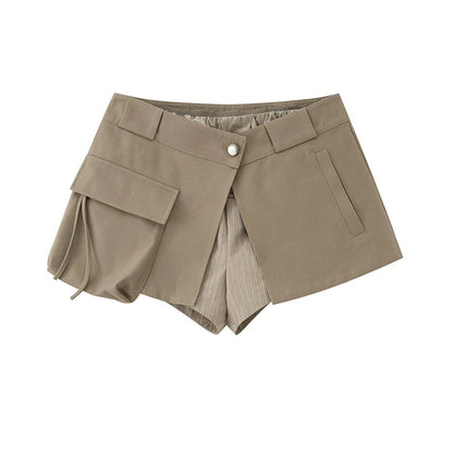 DIDDI_MODA_Olive_Green_Khaki_Washed_Patchwork_Cargo_A_Line_Two_Piece_Women&