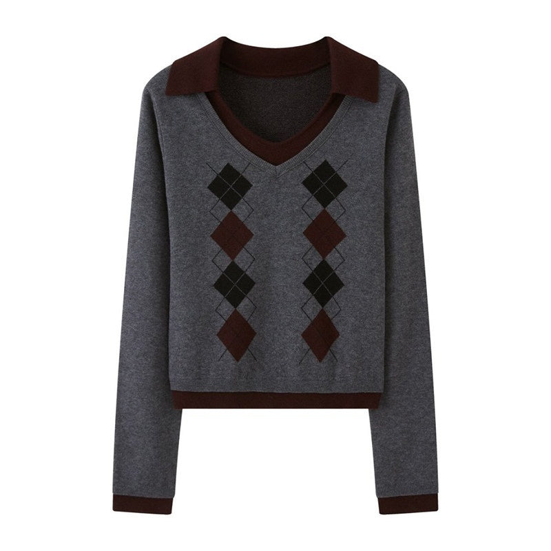 DIDDI_MODA_Ombre_Cardigan_Faux_Two_Piece_Pleated_Skirt_Women&
