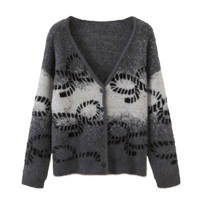 DIDDI_MODA_Ombre_Cardigan_Faux_Two_Piece_Pleated_Skirt_Women&