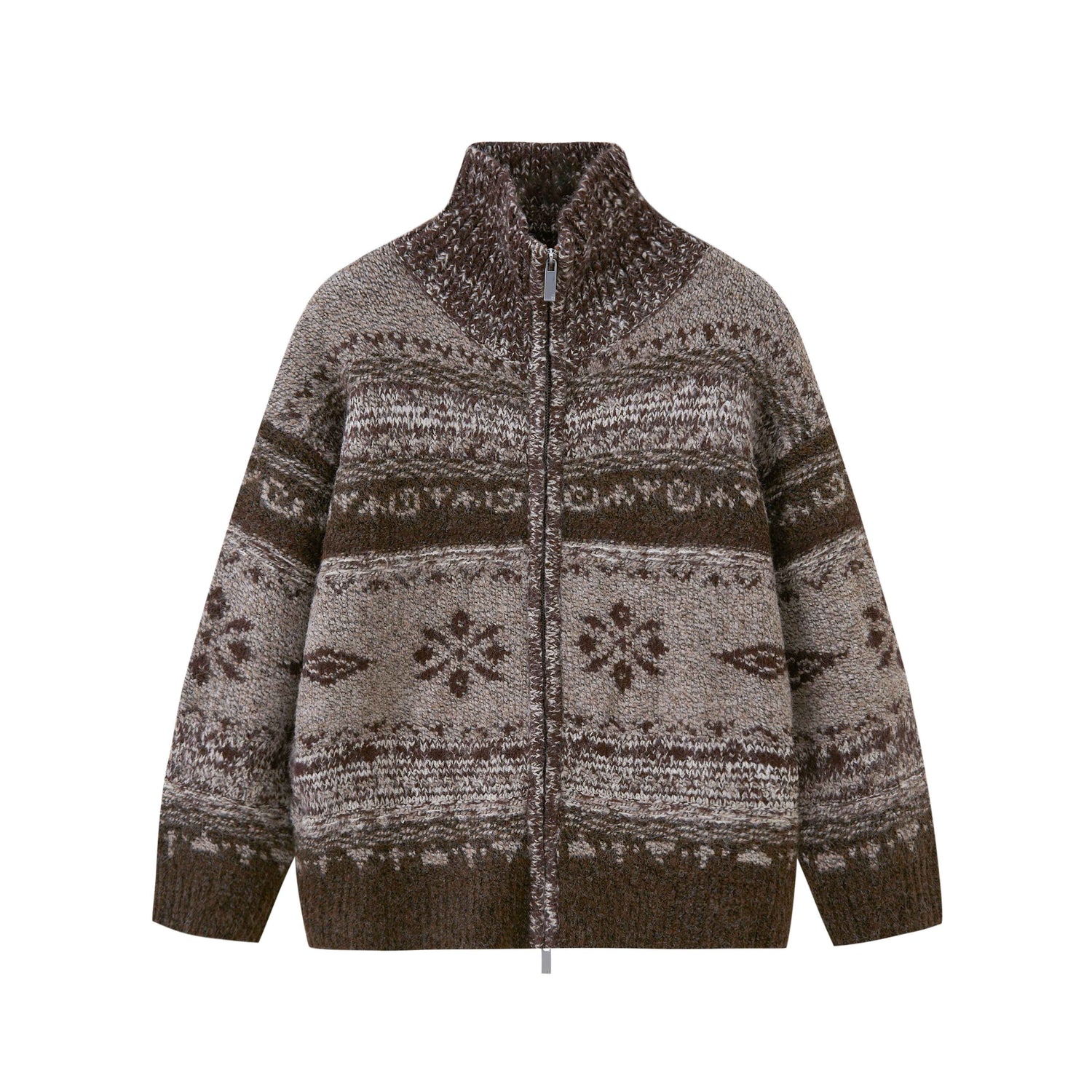 DIDDI_MODA_Ombre_Fair_Isle_Floral_Dyed_Oversized_Zip_Crewneck_Women&