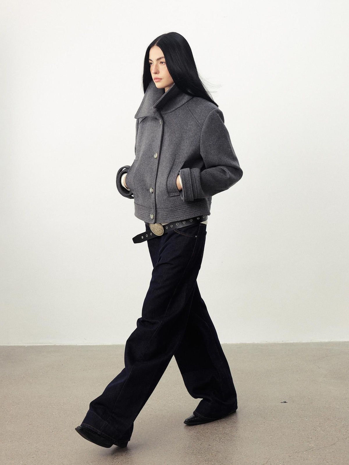 DIDDI MODA Oversized Big Lapel Wool Blend Long Sleeve Women&