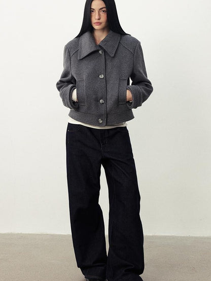 DIDDI MODA Oversized Big Lapel Wool Blend Long Sleeve Women&