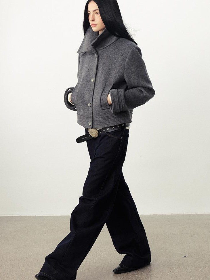 DIDDI MODA Oversized Big Lapel Wool Blend Long Sleeve Women&