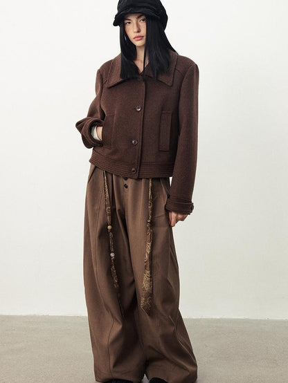 DIDDI MODA Oversized Big Lapel Wool Blend Long Sleeve Women&