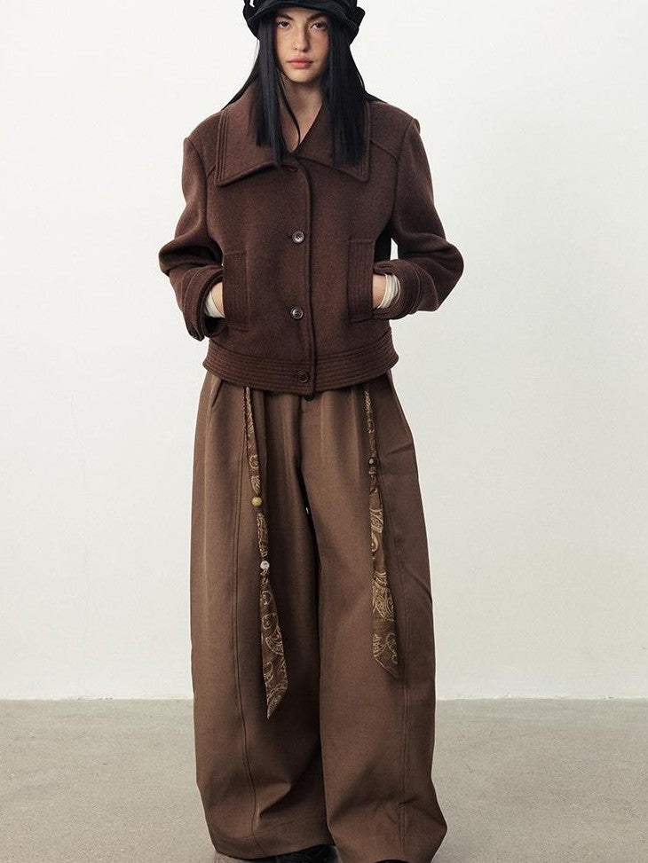 DIDDI MODA Oversized Big Lapel Wool Blend Long Sleeve Women&