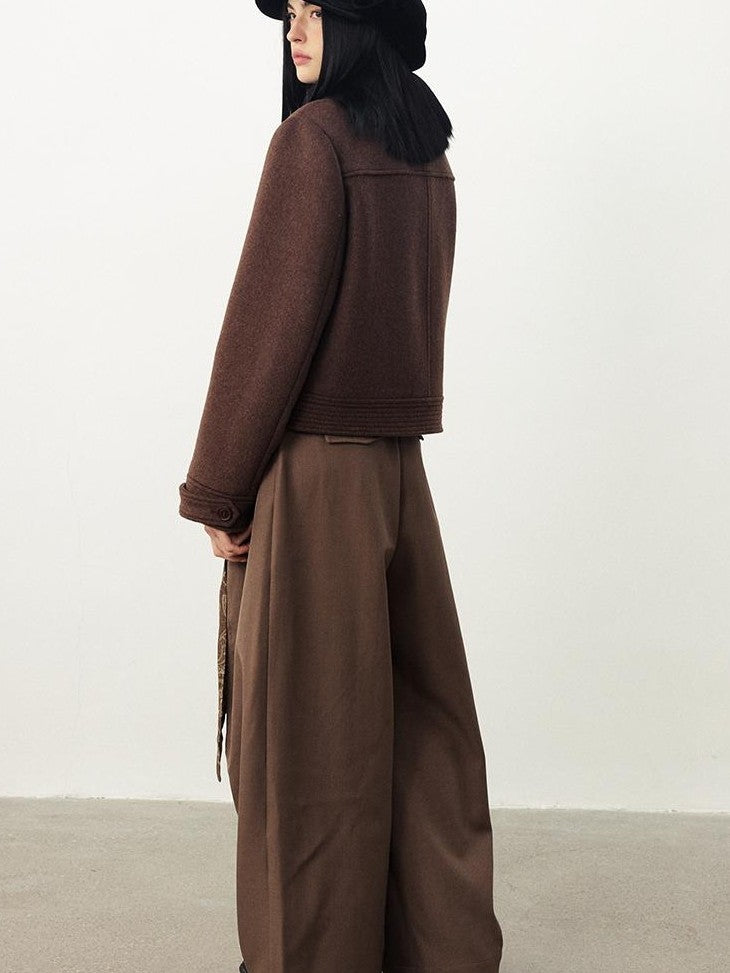 DIDDI MODA Oversized Big Lapel Wool Blend Long Sleeve Women&