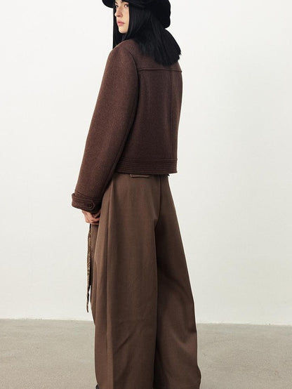 DIDDI MODA Oversized Big Lapel Wool Blend Long Sleeve Women&