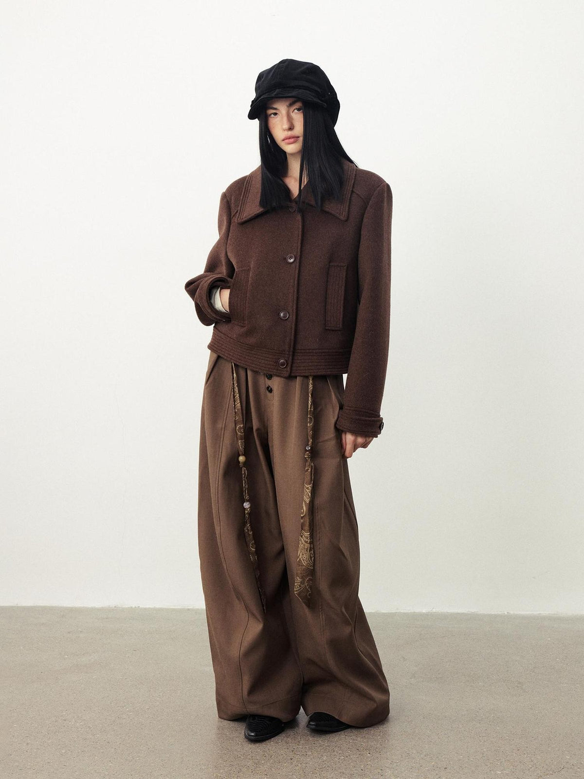 DIDDI MODA Oversized Big Lapel Wool Blend Long Sleeve Women&