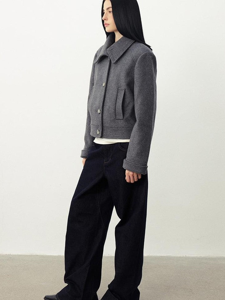 DIDDI MODA Oversized Big Lapel Wool Blend Long Sleeve Women&