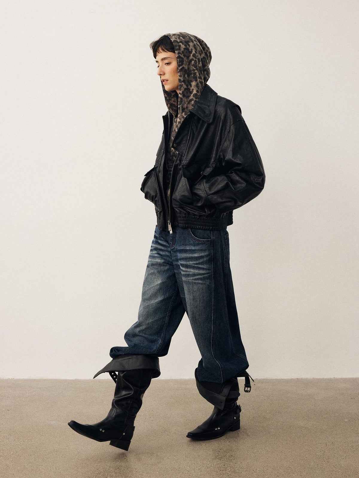 DIDDI MODA Oversized Waxed Utility Moto Women&