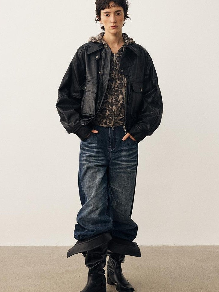 DIDDI MODA Oversized Waxed Utility Moto Women&