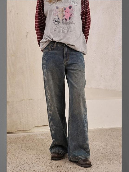 DIDDI MODA Paisley Burnout Floral Distressed Loose Fit Women&