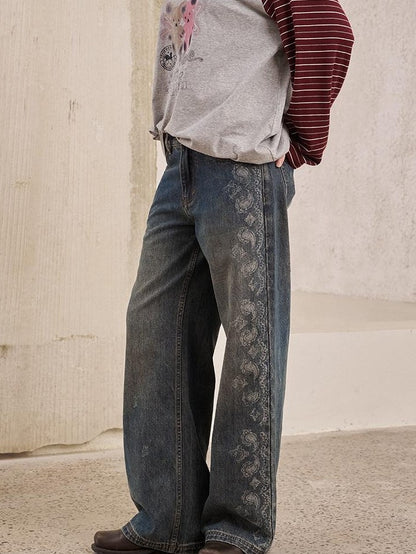 DIDDI MODA Paisley Burnout Floral Distressed Loose Fit Women&