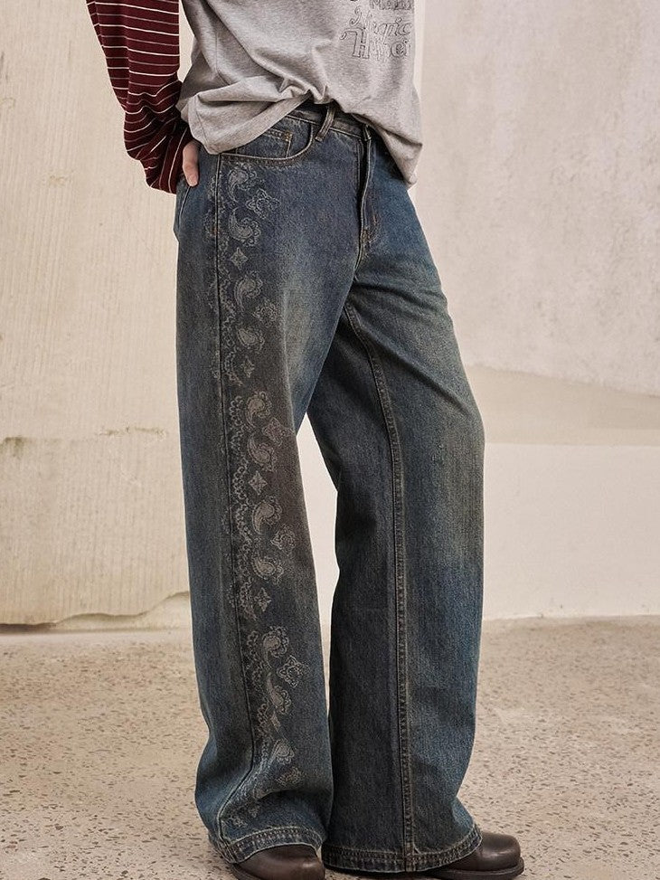 DIDDI MODA Paisley Burnout Floral Distressed Loose Fit Women&