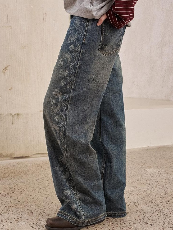 DIDDI MODA Paisley Burnout Floral Distressed Loose Fit Women&