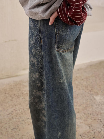 DIDDI MODA Paisley Burnout Floral Distressed Loose Fit Women&