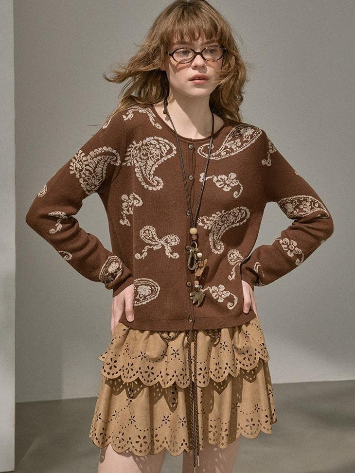 DIDDI MODA Paisley Embroidered Jacquard Bow Slim Women&