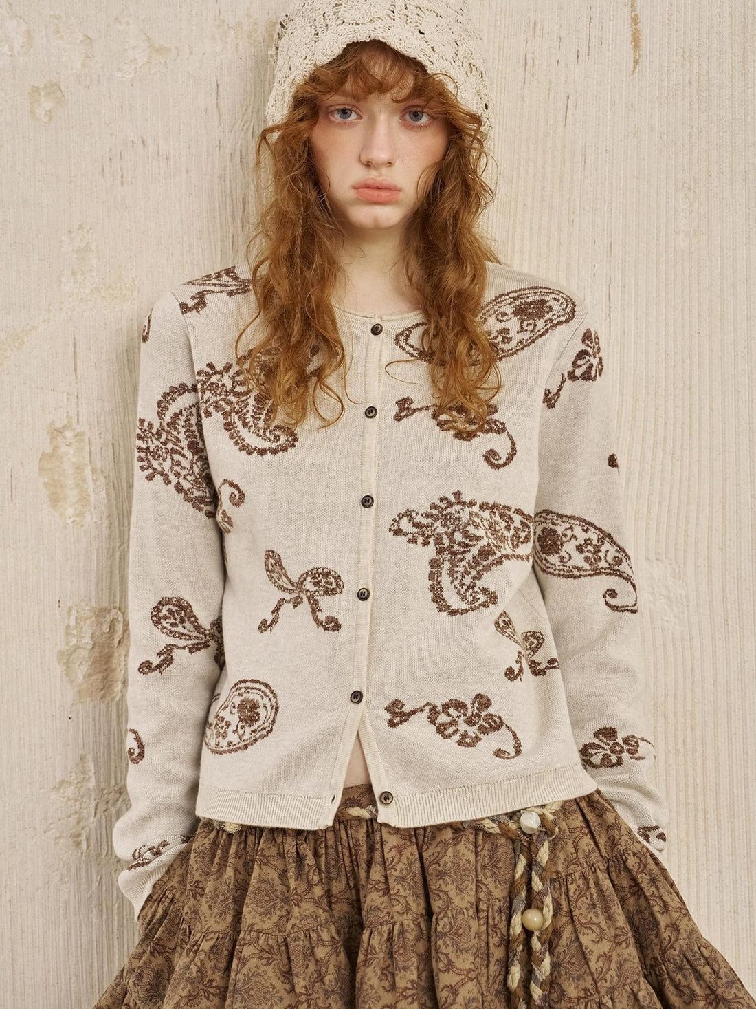DIDDI MODA Paisley Embroidered Jacquard Bow Slim Women&