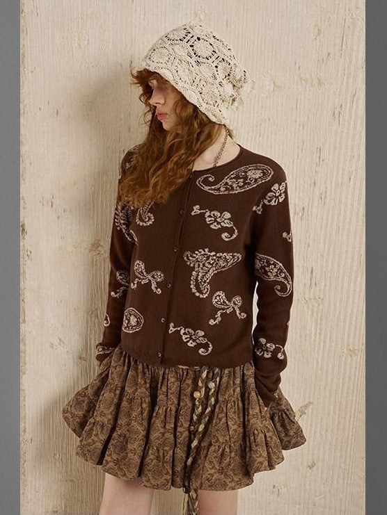 DIDDI MODA Paisley Embroidered Jacquard Bow Slim Women&