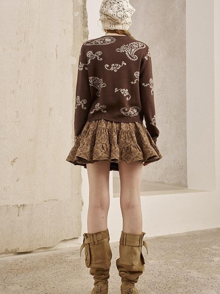 DIDDI MODA Paisley Embroidered Jacquard Bow Slim Women&