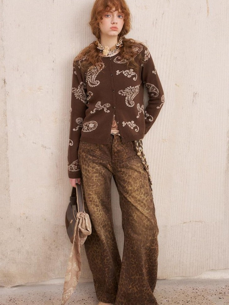 DIDDI MODA Paisley Embroidered Jacquard Bow Slim Women&