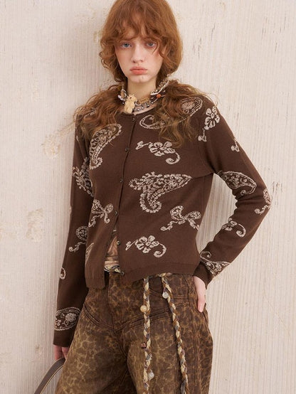 DIDDI MODA Paisley Embroidered Jacquard Bow Slim Women&