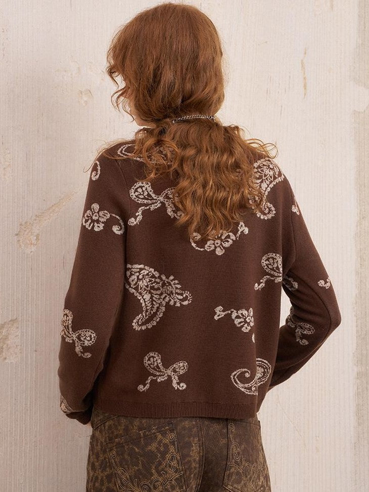 DIDDI MODA Paisley Embroidered Jacquard Bow Slim Women&
