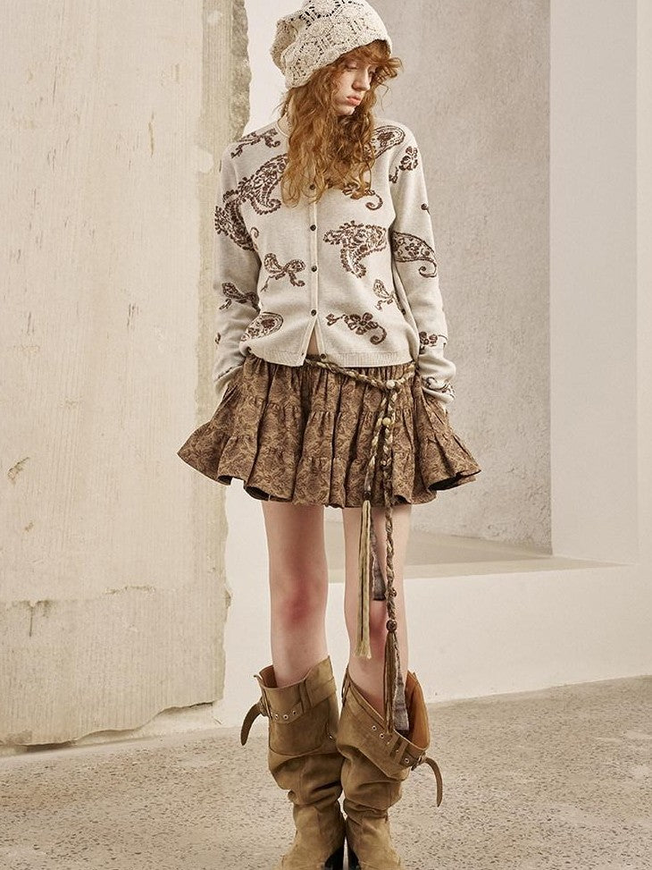 DIDDI MODA Paisley Embroidered Jacquard Bow Slim Women&