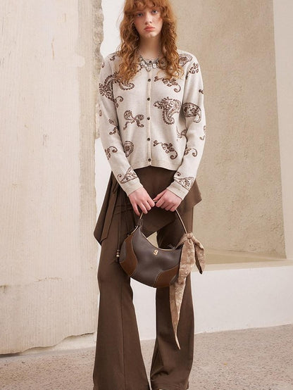 DIDDI MODA Paisley Embroidered Jacquard Bow Slim Women&