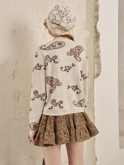 DIDDI MODA Paisley Embroidered Jacquard Bow Slim Women&
