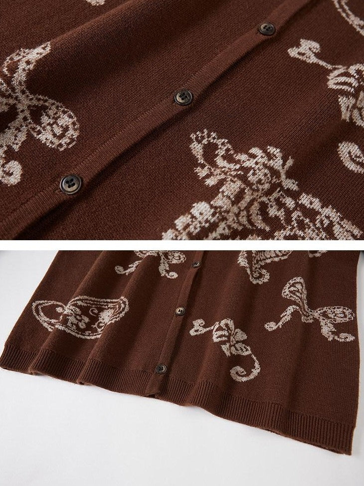 DIDDI MODA Paisley Embroidered Jacquard Bow Slim Women&
