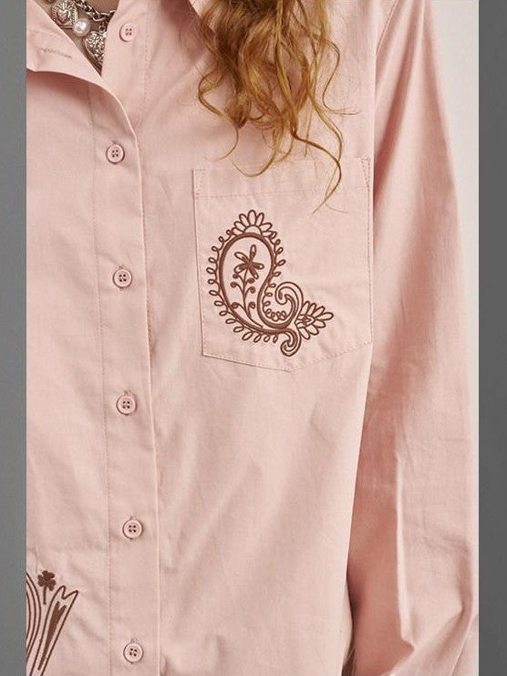 DIDDI MODA Paisley Floral Embroidered Collared Women&