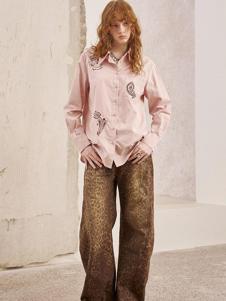 DIDDI MODA Paisley Floral Embroidered Collared Women&