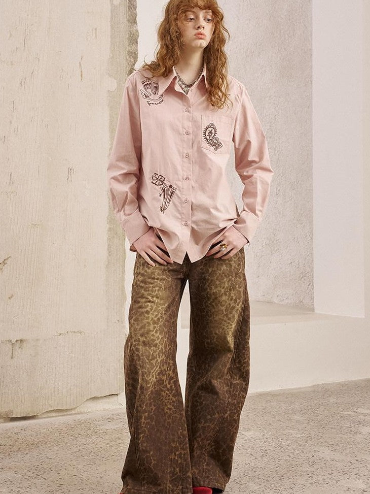 DIDDI MODA Paisley Floral Embroidered Collared Women&