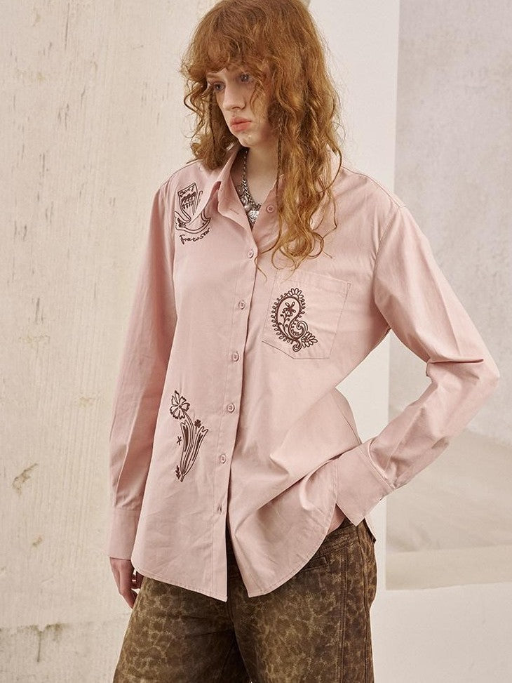 DIDDI MODA Paisley Floral Embroidered Collared Women&