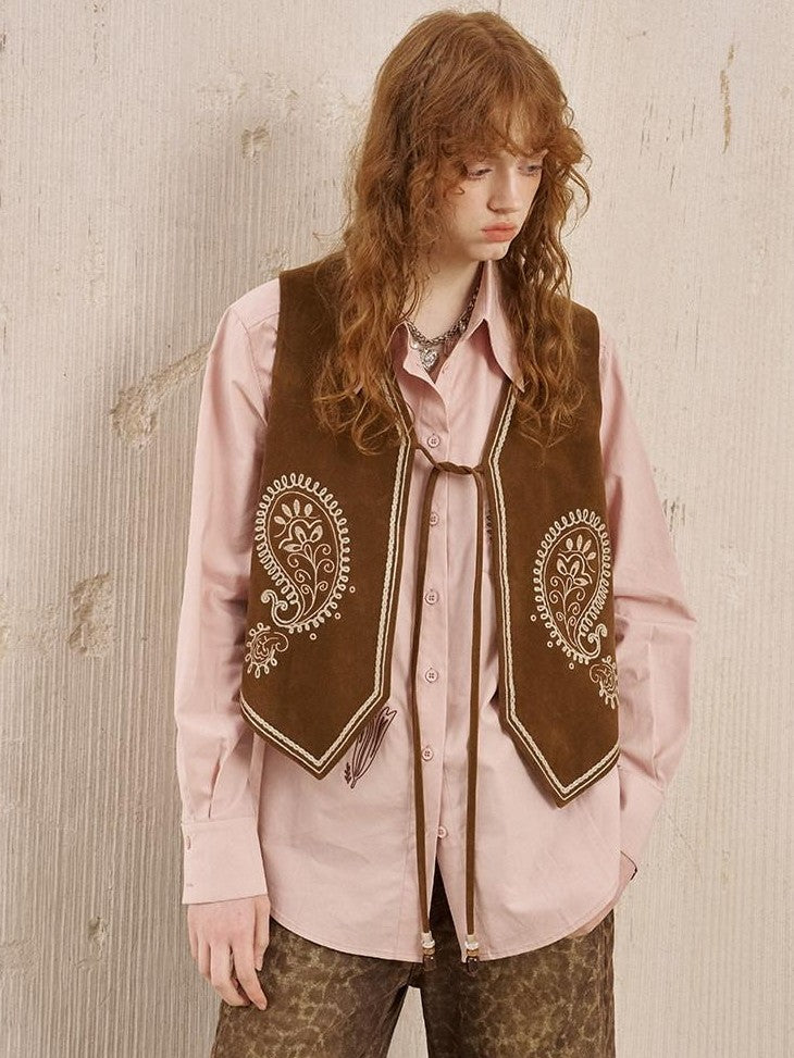 DIDDI MODA Paisley Floral Embroidered Collared Women&
