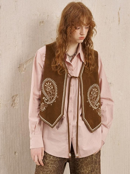 DIDDI MODA Paisley Floral Embroidered Collared Women&