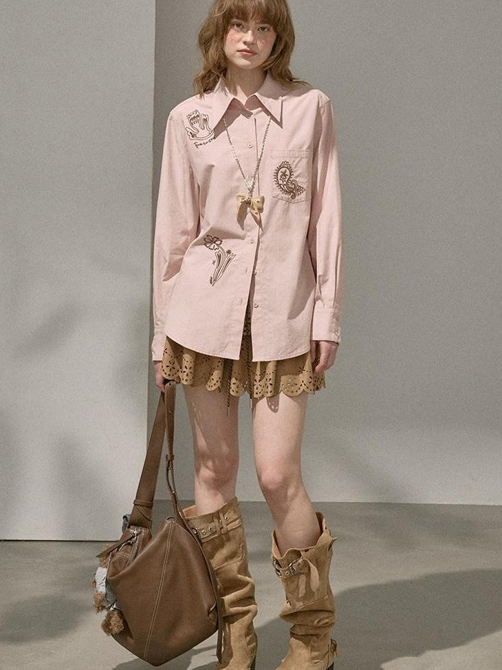 DIDDI MODA Paisley Floral Embroidered Collared Women&