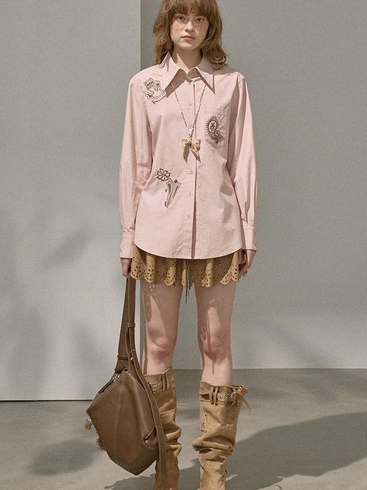 DIDDI MODA Paisley Floral Embroidered Collared Women&
