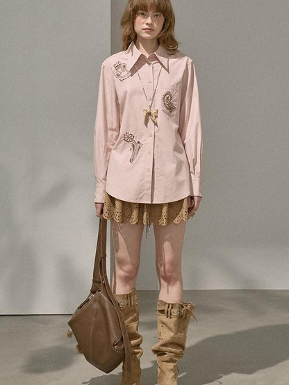 DIDDI MODA Paisley Floral Embroidered Collared Women&