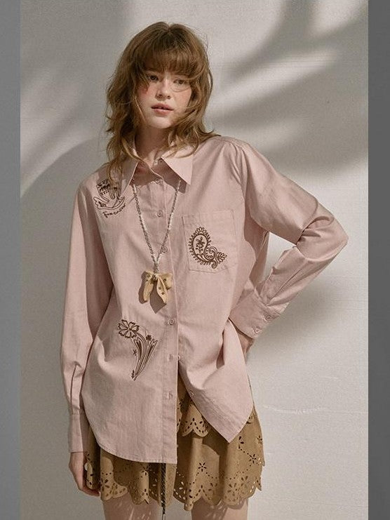 DIDDI MODA Paisley Floral Embroidered Collared Women&