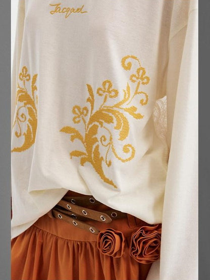 DIDDI MODA Pastel Paisley Cross Stitch Embroidery Lace Women&